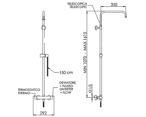 Душевая система Remer Elegance EQ32ASSDBG с термостатом Золото брашированное