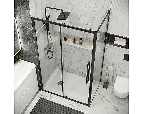 Душевая стенка Grossman Cosmo 80 200.K33.02.80.21.00 профиль Черный матовый стекло прозрачное