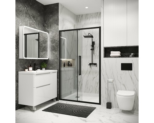 Душевая дверь Grossman Cosmo 100 100.K33.02.100.21.00 профиль Черный матовый стекло прозрачное