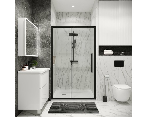 Душевая дверь Grossman Cosmo 120 100.K33.02.120.21.00 профиль Черный матовый стекло прозрачное