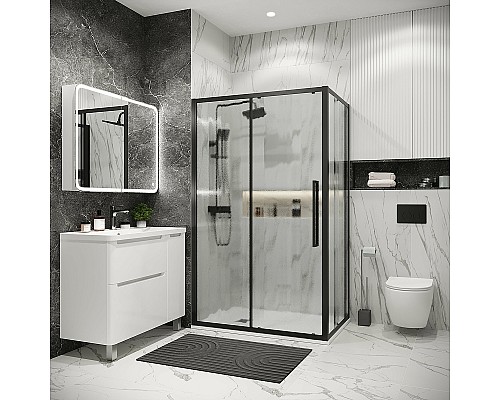 Душевая стенка Grossman Cosmo 80 200.K33.02.80.21.02 профиль Черный матовый стекло шиншилла