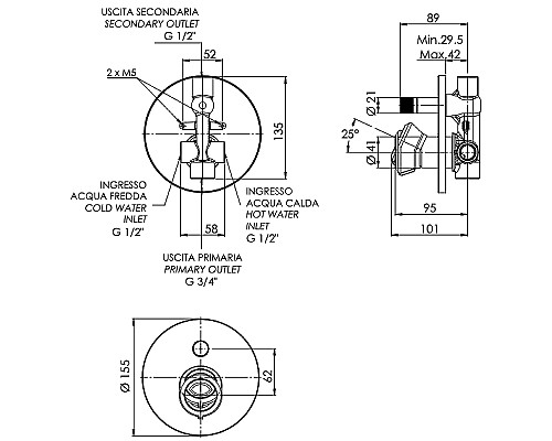 Смеситель для душа Remer Element ET09HNO Черный матовый