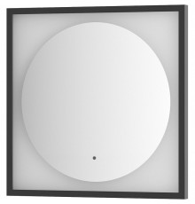 Зеркало Defesto Eclipce 60х60 с подсветкой 12W-4500К/в багетной раме/ИК - выключатель/Нейтральный белый свет/Черная рама