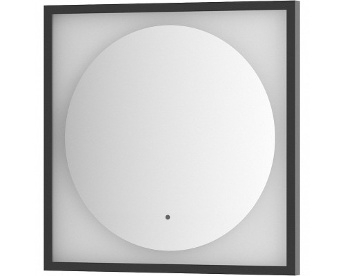 Зеркало Defesto Eclipce 60х60 с подсветкой 12W-4500К/в багетной раме/ИК - выключатель/Нейтральный белый свет/Черная рама