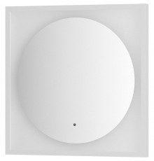 Зеркало Defesto Eclipce 60х60 с подсветкой 12W-4500К/в багетной раме/ИК - выключатель/Нейтральный белый свет/Белая рама