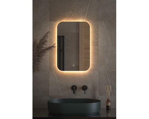 Зеркало Defesto Opti 40x60 с подсветкой 17W-3000К/Сенсорный выключатель/Теплый белый свет