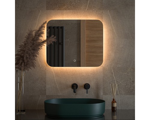 Зеркало Defesto Opti 60x50 с подсветкой 19W-3000К/Сенсорный выключатель/Теплый белый свет