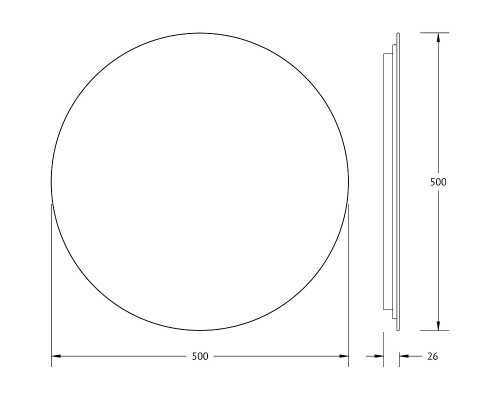 Зеркало Defesto Opti 50x50 с подсветкой 12W-4500К/Без выключателя/Теплый белый свет