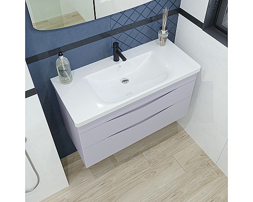 Тумба под раковину Caprigo Lento 100 36214-SF028 подвесная Серая матовая