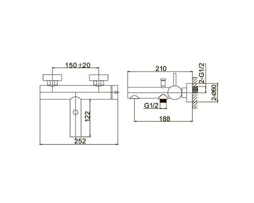 Смеситель для ванны Caprigo Don 53-011-CRM Хром