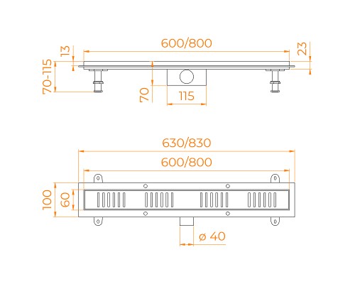 Душевой лоток RGW SDR-34B-80 64213480-04 с Черной решеткой