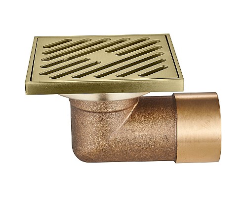 Душевой трап Raglo 100x100 R606.10.03 с решеткой Золото матовое