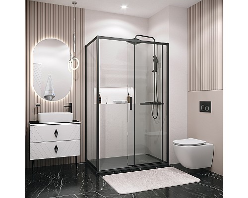 Душевой уголок Grossman Style 110х90 120.K33.05.1190.21.00 профиль Черный матовый стекло прозрачное