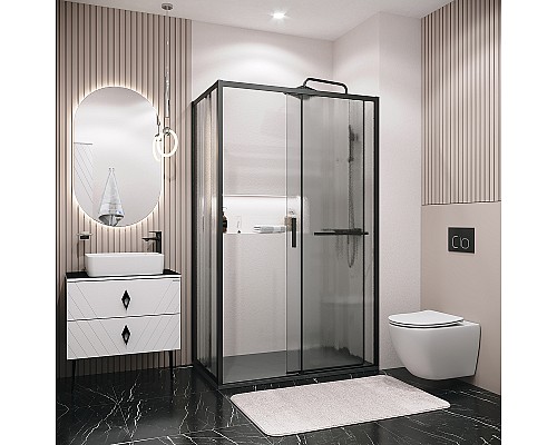Душевой уголок Grossman Style 130х80 120.K33.05.1380.21.02 профиль Черный матовый стекло шиншилла