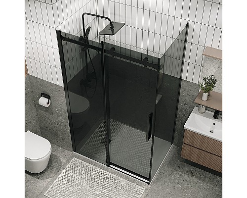 Душевая стенка Grossman Classic 90 200.K33.04.90.21.10 профиль Черный матовый стекло тонированное