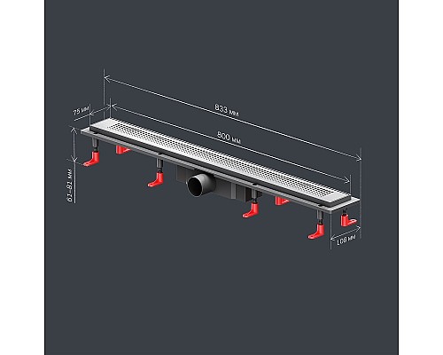 Душевой лоток AM.PM PrimeFlow 80 W02SC-P11-080-01SB с решеткой Хром матовый Cut Gradient