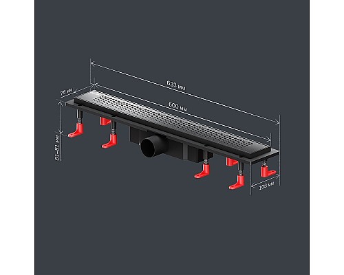 Душевой лоток AM.PM PrimeFlow 60 W02SC-P11-060-01BM с Черной матовой решеткой Cut Gradient
