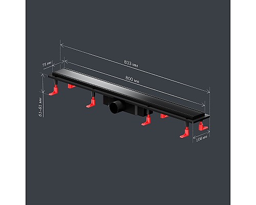 Душевой лоток AM.PM PrimeFlow 80 W02SC-U11-080-04BM с Черной матовой решеткой / под плитку Tile
