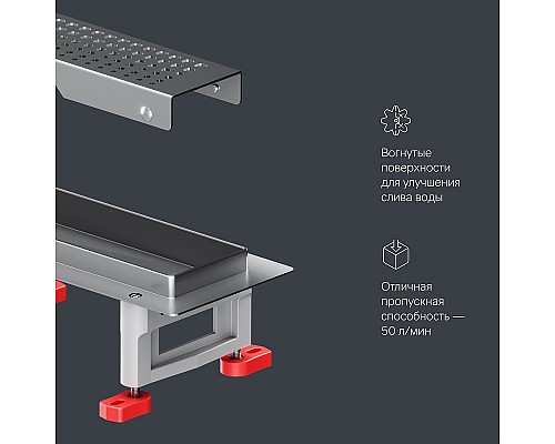 Душевой лоток AM.PM MasterFlow 60 W01SC-P11-060-01SB с решеткой Хром матовый Cut Gradient
