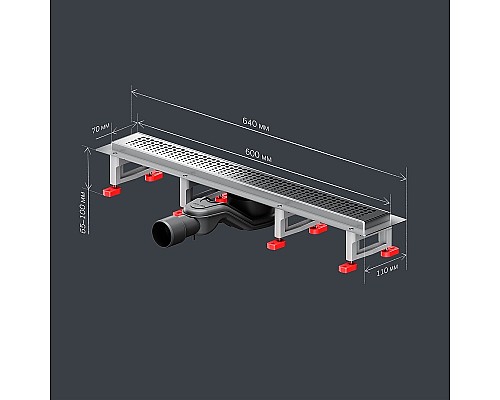 Душевой лоток AM.PM MasterFlow 60 W01SC-P11-060-01SB с решеткой Хром матовый Cut Gradient