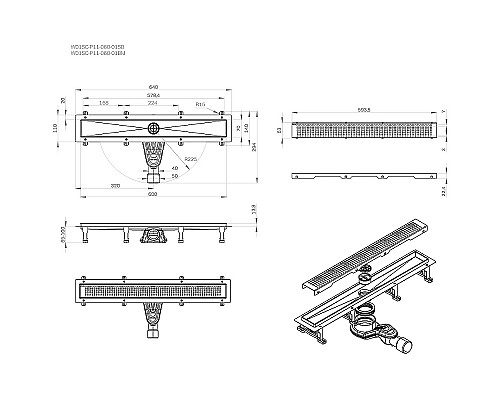 Душевой лоток AM.PM MasterFlow 60 W01SC-P11-060-01SB с решеткой Хром матовый Cut Gradient
