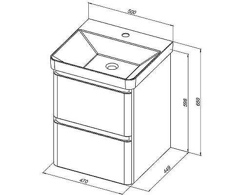 Тумба под раковину Aquanet Эмбер 50 330463 подвесная Белая матовая