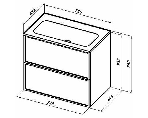 Тумба под раковину Aquanet Арт 75 313255 подвесная Белая матовая