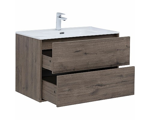 Тумба под раковину Aquanet Lino 80 Flat 287543 подвесная Дуб веллингтон Тумба под раковину Aquanet Lino 80 Flat 287543 подвесная Дуб веллингтон