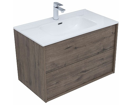 Тумба под раковину Aquanet Lino 80 Flat 287543 подвесная Дуб веллингтон Тумба под раковину Aquanet Lino 80 Flat 287543 подвесная Дуб веллингтон