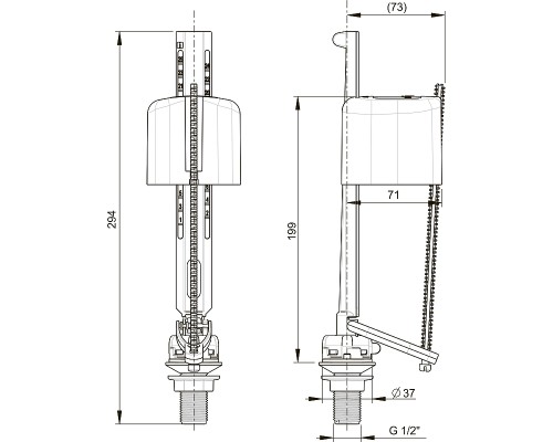 Наливная арматура Wirquin Kompact 10975024 поршневого типа G 1/2