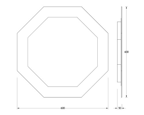 Зеркало Evoform Ledshine 60x60 с подсветкой 19 W - без выключателя - нейтральный белый свет