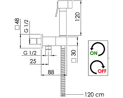 Гигиенический душ с запорным вентилем Remer 338Q332OS Хром