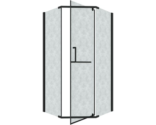 Душевой уголок Grossman Pragma 100х100 302.K33.03.1010.21.02 профиль Черный матовый стекло шиншилла