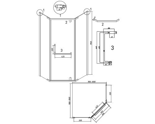 Душевой уголок Grossman Pragma 100х100 302.K33.03.1010.21.02 профиль Черный матовый стекло шиншилла