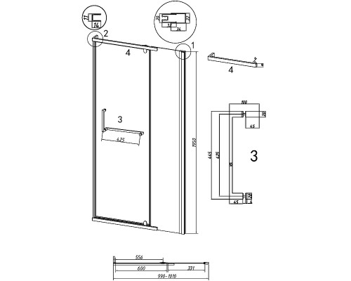Душевая дверь Grossman Pragma 100 100.K33.03.100.10.00 профиль Хром стекло прозрачное