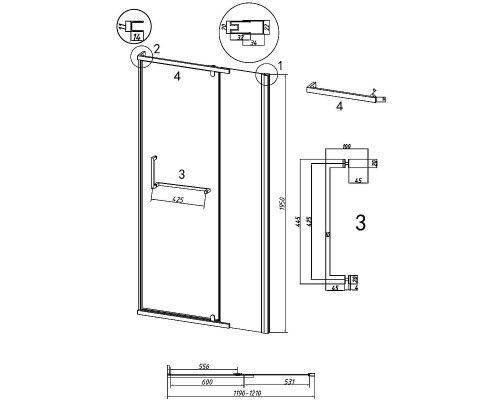 Душевая дверь Grossman Pragma 120 100.K33.03.120.10.02 профиль Хром стекло шиншилла
