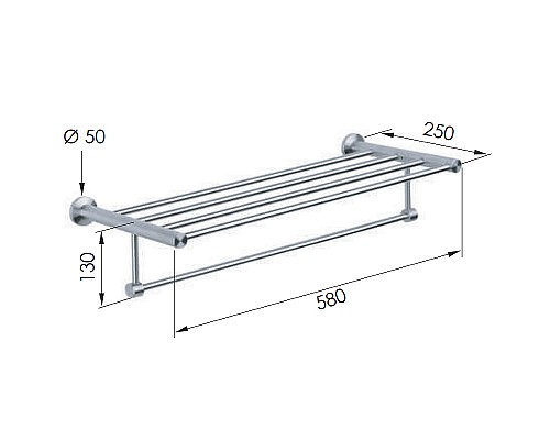 Полка для полотенец Remer Minimal Mi70INOXCR Нержавеющая сталь