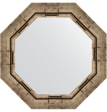 Зеркало Evoform Octagon 54х54 в багетной раме - Серебряный бамбук 73 мм