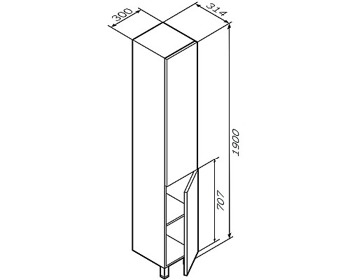 Шкаф пенал AM.PM Gem 30 R M90CSR0306HF Орех
