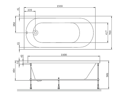 Акриловая ванна AM.PM X-Joy 150х70 W94A-150-070W-A без гидромассажа