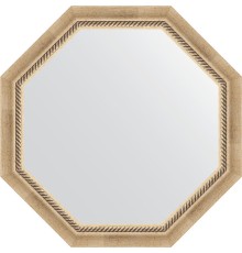 Зеркало Evoform Octagon 73х73 в багетной раме - Состаренное серебро с плетением 70 мм