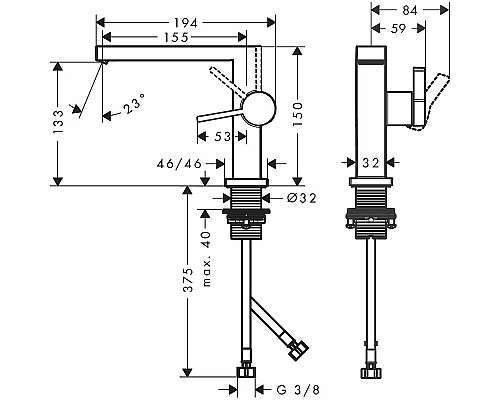 Смеситель для раковины Hansgrohe Tecturis E 73020000 Хром