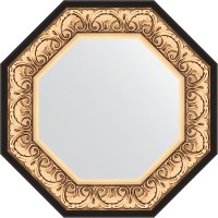 Зеркало Evoform Octagon 60х60 в багетной раме - Барокко золото 106 мм