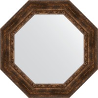 Зеркало Evoform Octagon 83х83 в багетной раме - Состаренное дерево с орнаментом 120 мм