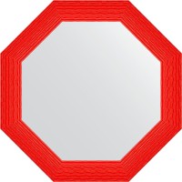 Зеркало Evoform Octagon 77х77 в багетной раме - Красная волна 89 мм