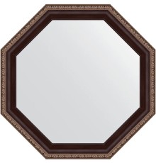 Зеркало Evoform Octagon 59х59 в багетной раме - Махагон с орнаментом 50 мм