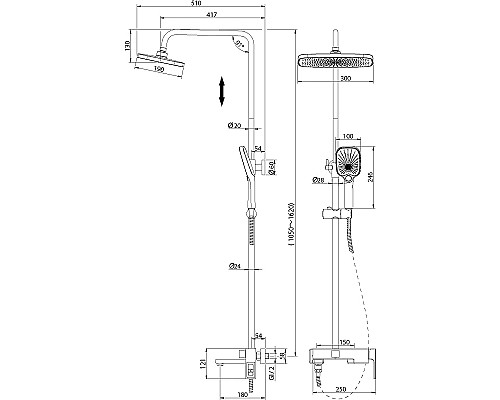 Душевая система Grossman Pragma 500.K35.03.210 Черная матовая