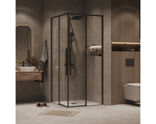 Душевой уголок Grossman Galaxy 90х90 300.K33.01.9090.21.00 профиль Черный матовый стекло прозрачное