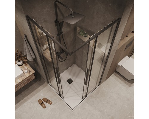 Душевой уголок Grossman Galaxy 90х90 300.K33.01.9090.21.00 профиль Черный матовый стекло прозрачное