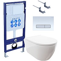 Комплект унитаза с инсталляцией Aquatek Set Aquatek Поларис-022 4в1 с сиденьем Микролифт и Белой глянцевой клавишей смыва